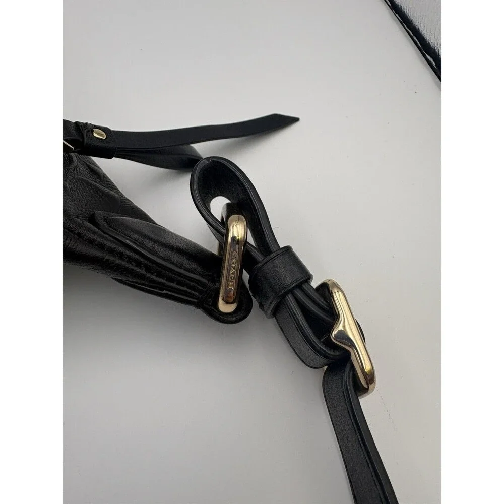 COACH Signature Leather Waist Bag Unisex Black Crossbody Belt Bag Rare Authenti